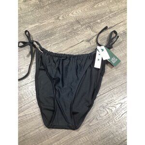 Wild Fable Black High-Waisted Bikini Bottom With Side Tie Closures XL new